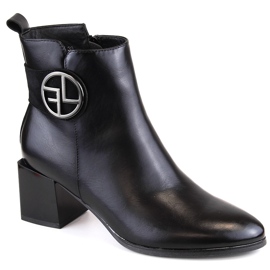 Ženske crne, izolirane gležnjače na ukrasnu visoku petu, Potocki SZ12227 crno