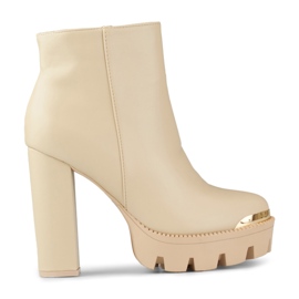 Bež ženske visoke gležnjače s debelom petom