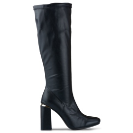 Crne čizme od eko kože na visoku petu crna