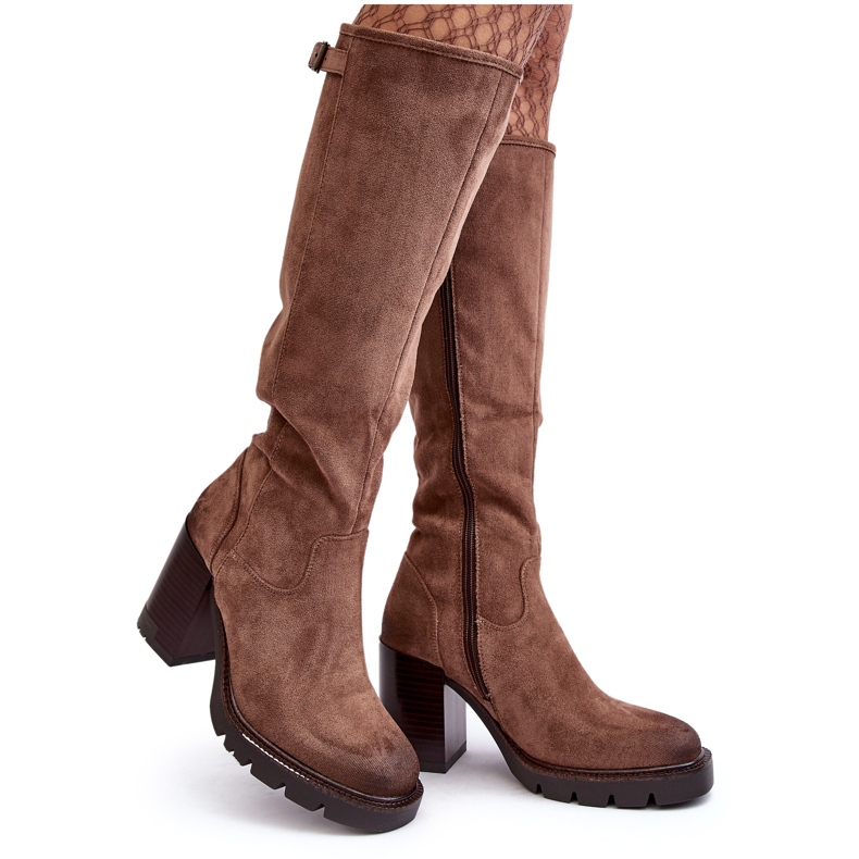 Vinceza Ženske tamnobež čizme s visokom potpeticom Alzeta