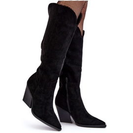 Moderne Delia crne kaubojske čizme od brušene kože crna