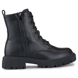 Ženske crne gležnjače od eko kože na vezanje crna