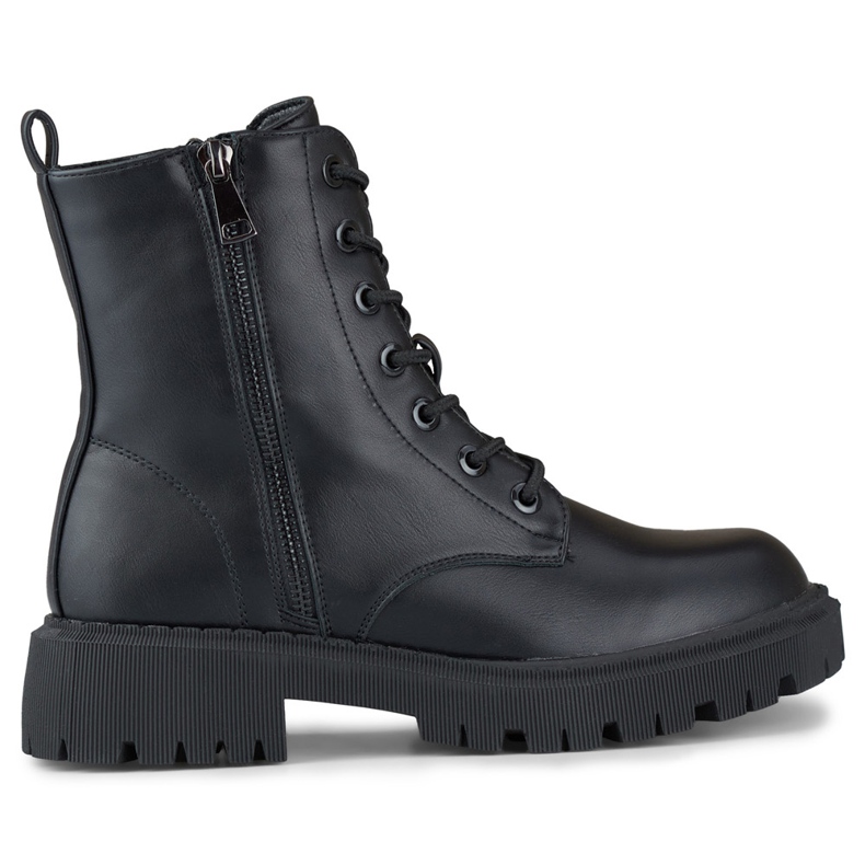 Ženske crne gležnjače od eko kože na vezanje crno