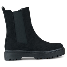 Crne ženske gležnjače od brušene kože s debelim đonom crna