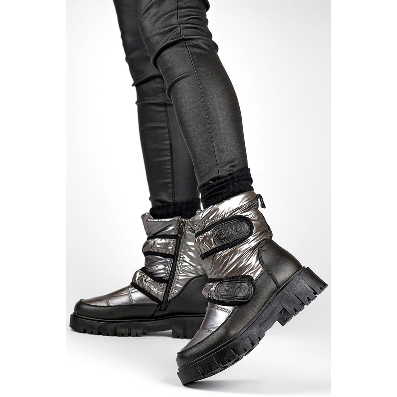 Laila tople ženske čizme za snijeg s čičkom crno