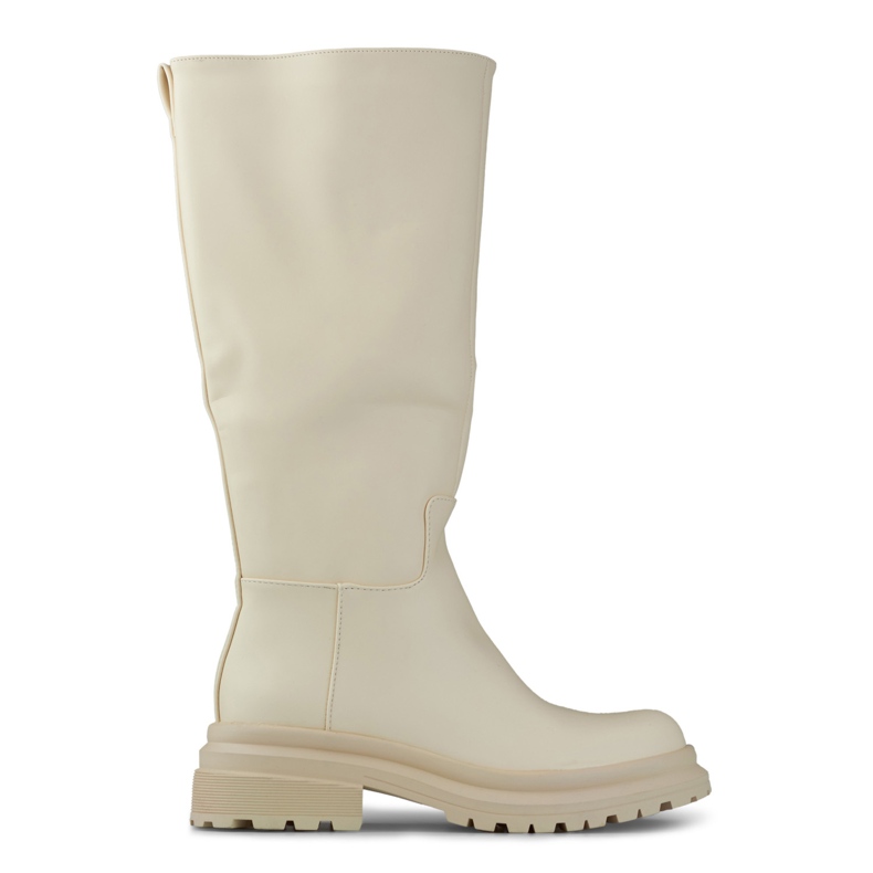 Bež čizme sa širokim gornjištem od eko kože