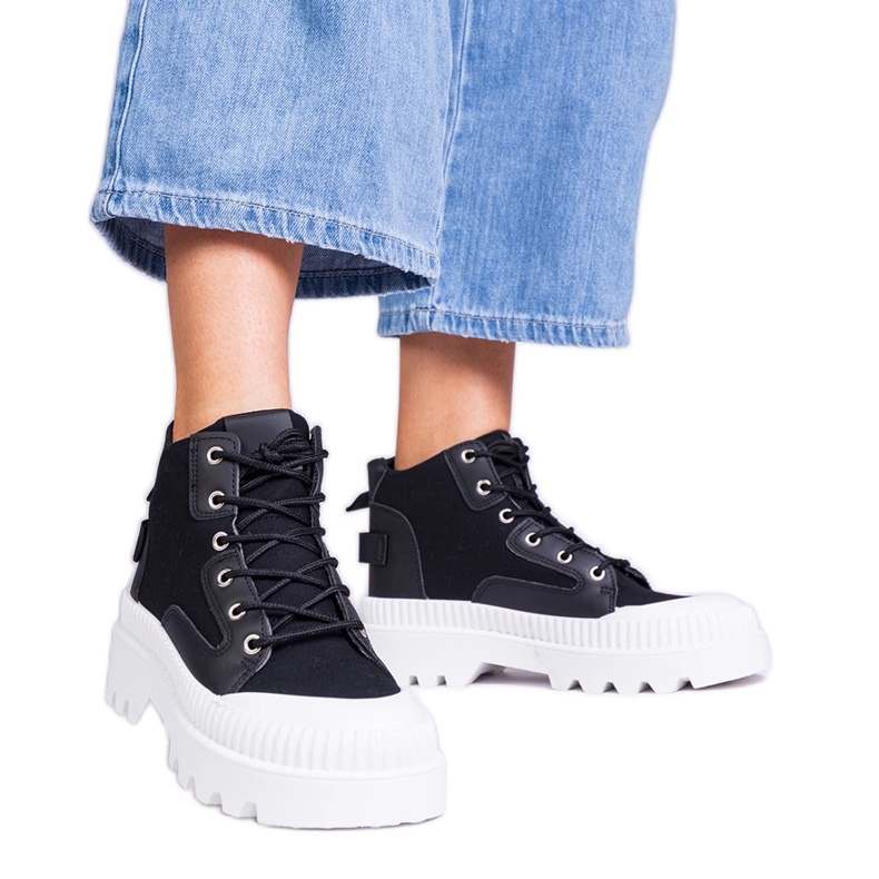 Inna Crne visoke platform tenisice Grotta crno