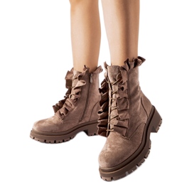 Smeđe čizme s volanima, eko antilop Sterpito smeđa