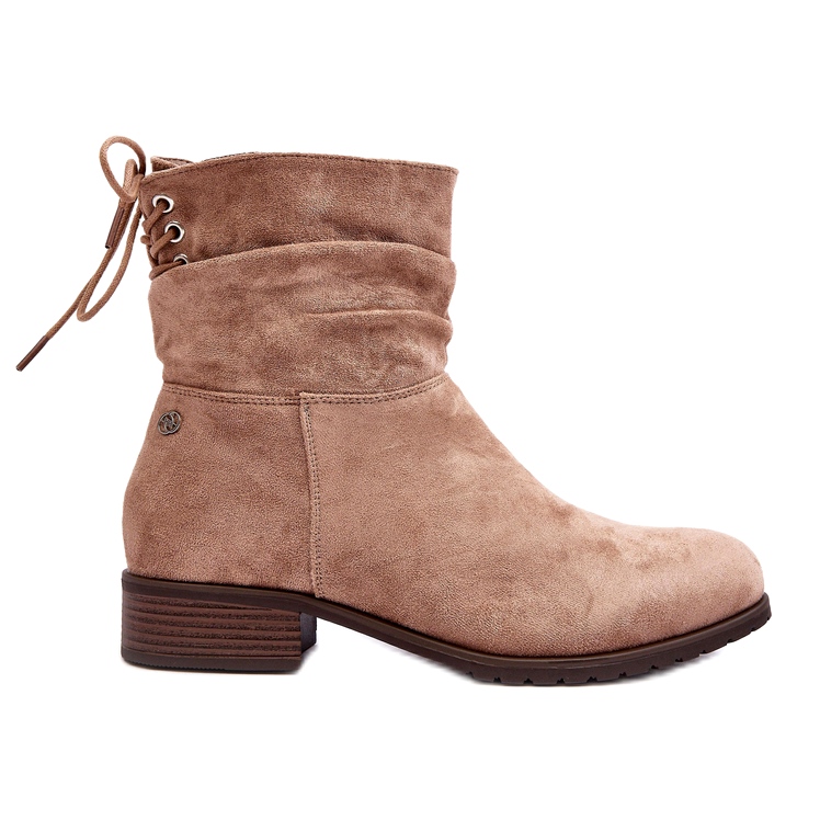 Evento Ženske tople ravne čizme od brušene kože, bež