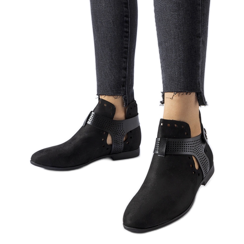 Crne ažurne, niske gležnjače iz Lungodore crno