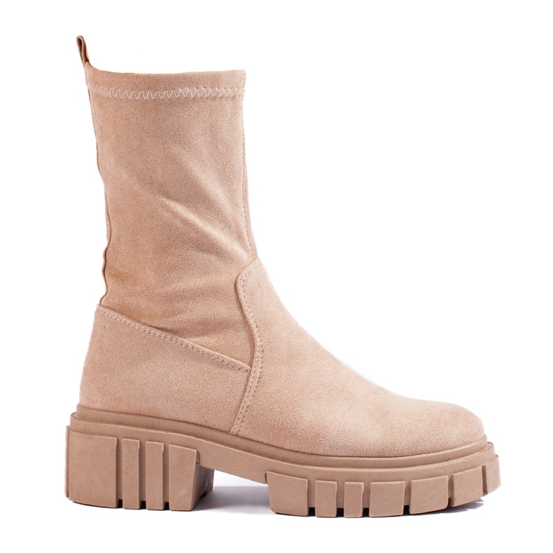 Shelovet bež visoke ženske gležnjače od brušene kože