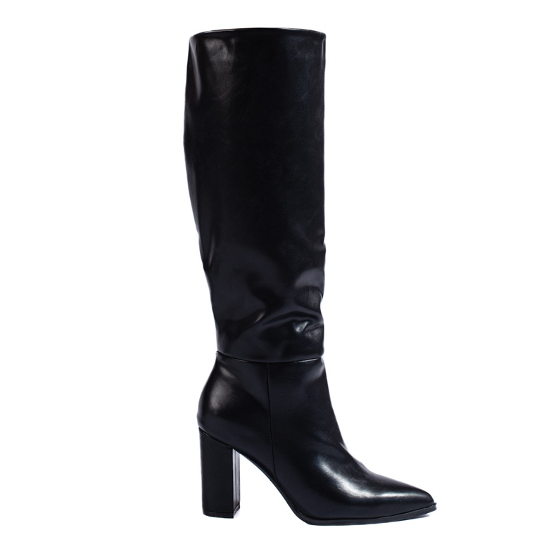 Elegantne crne čizme na visoku petu od ekološke kože Shelovet crno