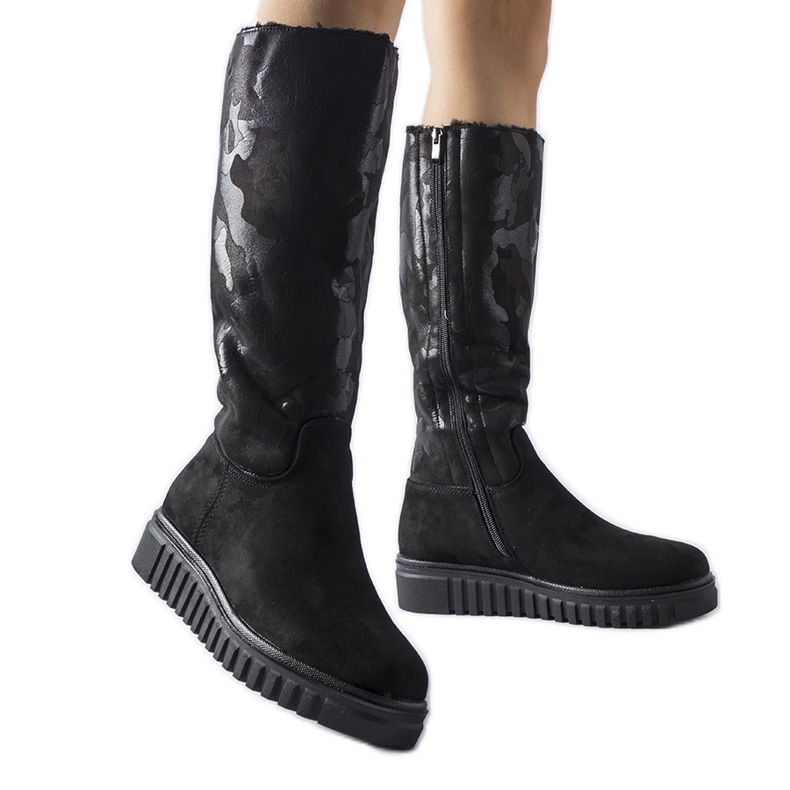 Piazzolla crne kamuflažne čizme od eko antilop kože crno