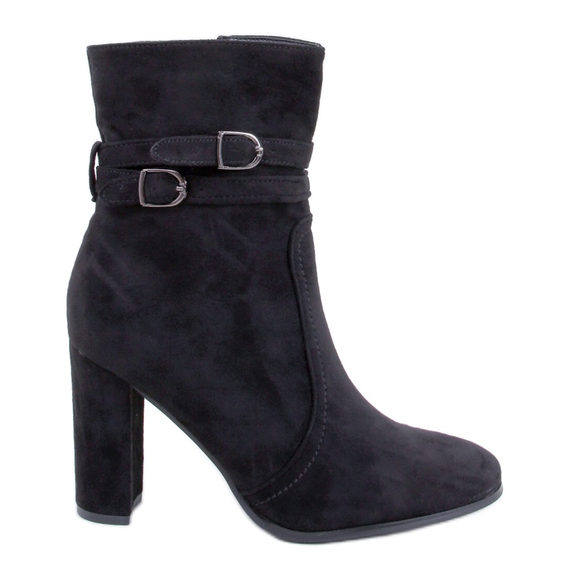 Gležnjače s visokom petom Dianes Black od brušene kože crno