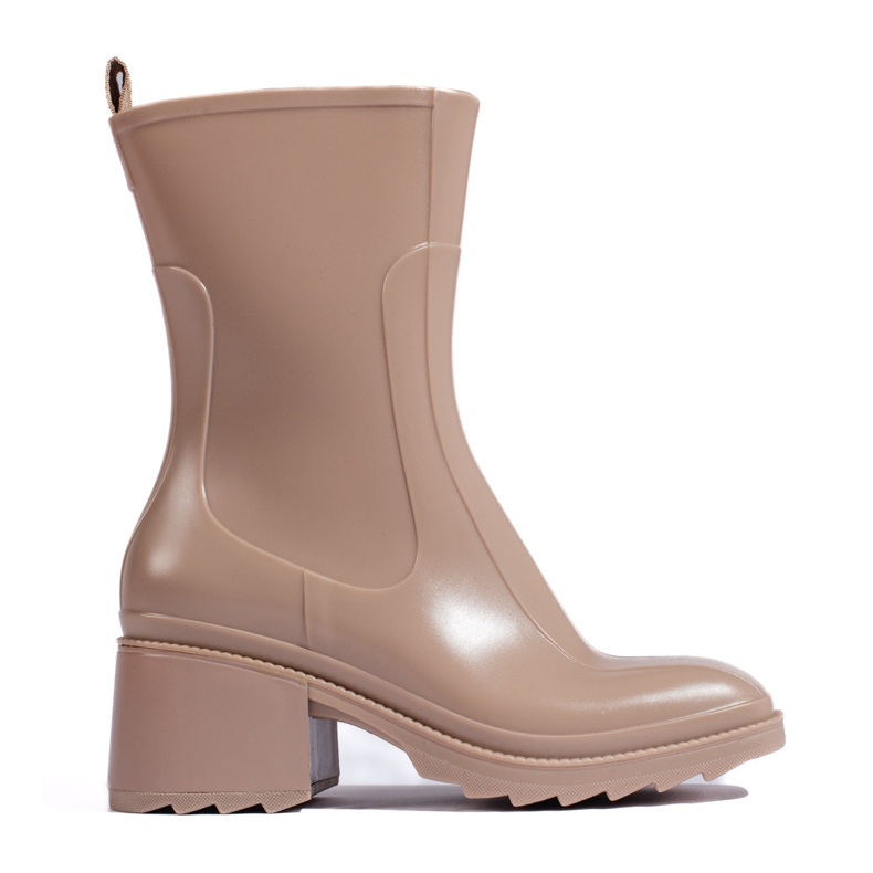 SHELOVET Wellingtonice na visoku petu krem ​​boje s patentnim zatvaračem bež