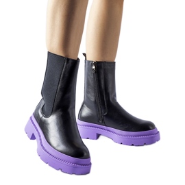 Crne gležnjače s ljubičastim potplatom Garden crna