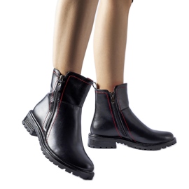 Crne gležnjače s ukrasnim crvenim koncem Nereo crna