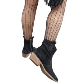 Karino crne kožne gležnjače na nisku petu crna