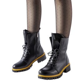 Crne radničke čizme sa žutim Elisabetta ukrasom crna