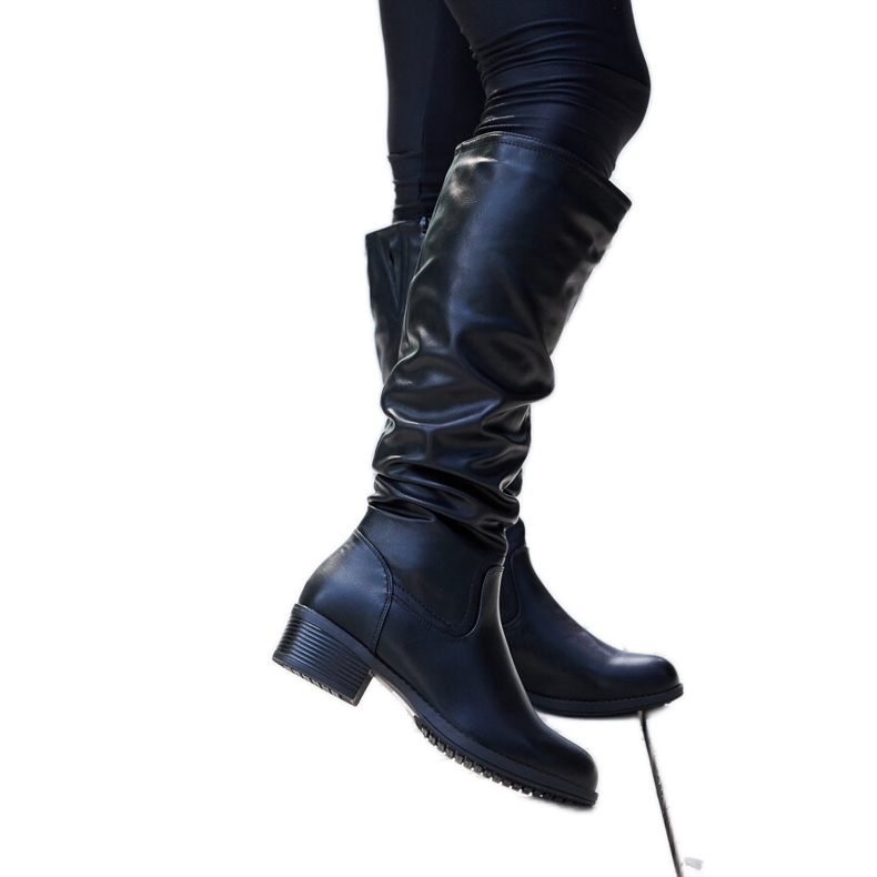 Crne izgužvane Angelico čizme crno