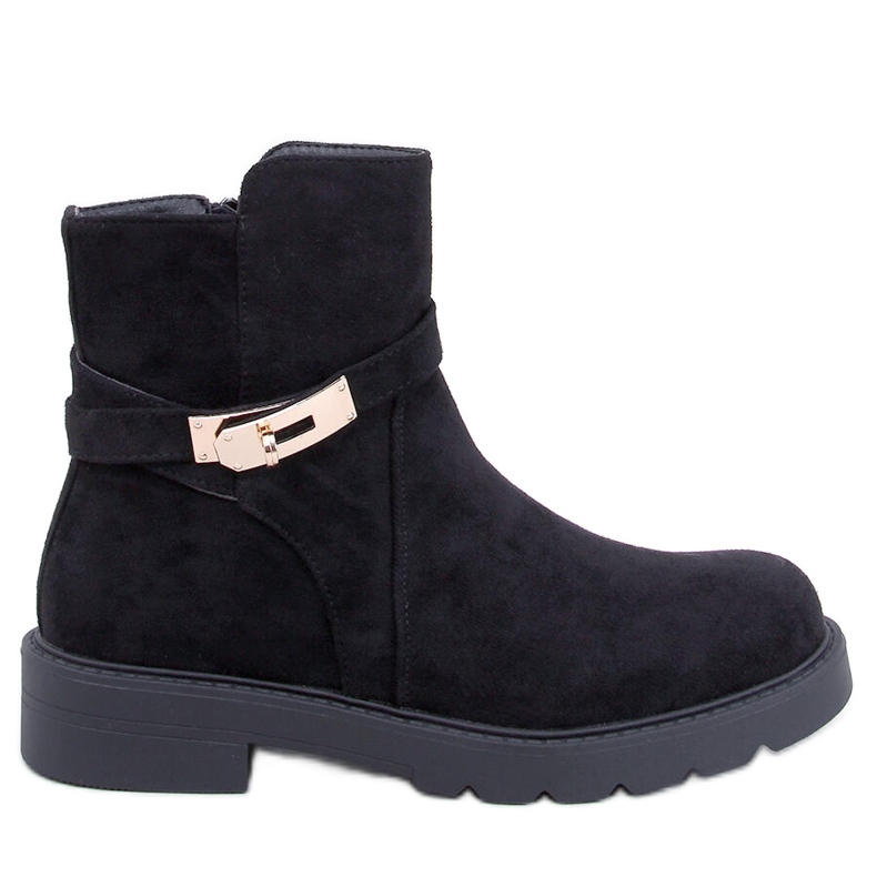 Draperi Crne ravne gležnjače od brušene kože crno