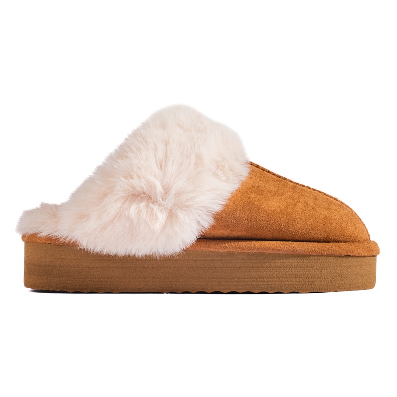 SHELOVET Pahuljasta, meka katie na platformi devine boje smeđa