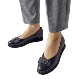 Crne balerinke s mašnom na klin crna