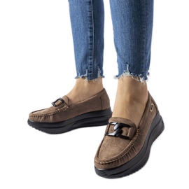 Smeđe wedge mokasine od eko antilop kože smeđa