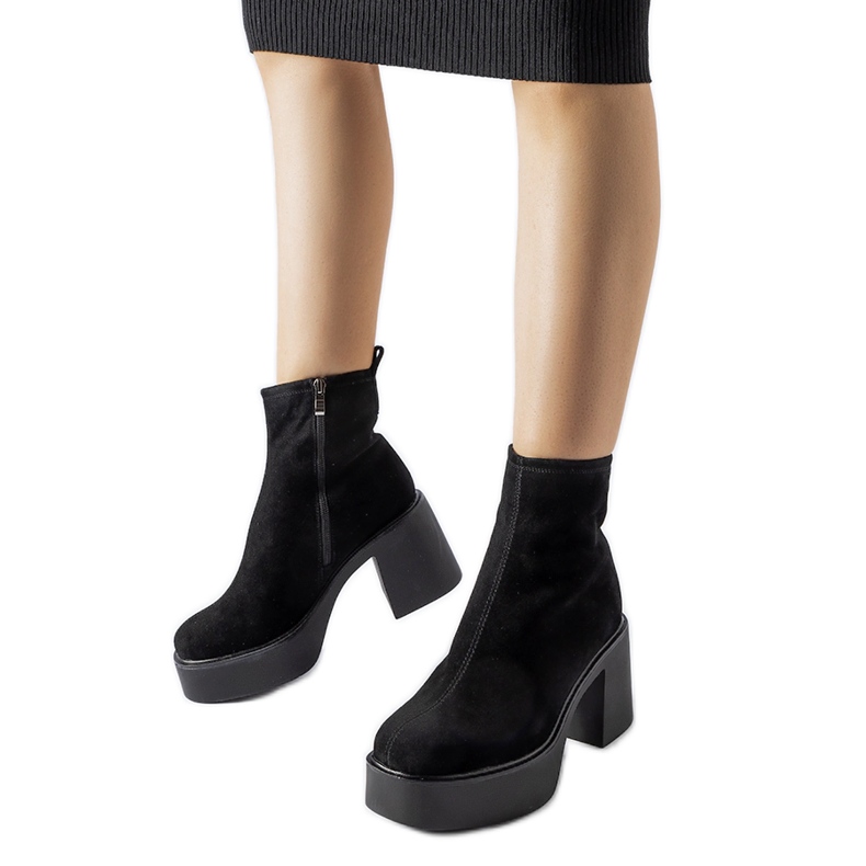 Crne masivne gležnjače od eko brušene kože crno