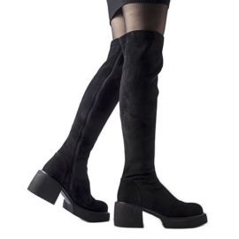 Crne duge tople čizme od eko antilop kože crno