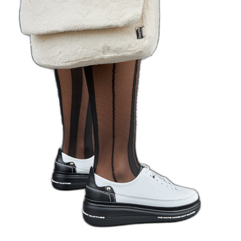 Crno-bijele kožne wedge tenisice Piano bijela