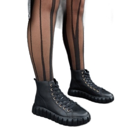 Carassai crne duge kožne tenisice crna