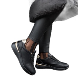 Federico crne kožne tenisice na wedges crna