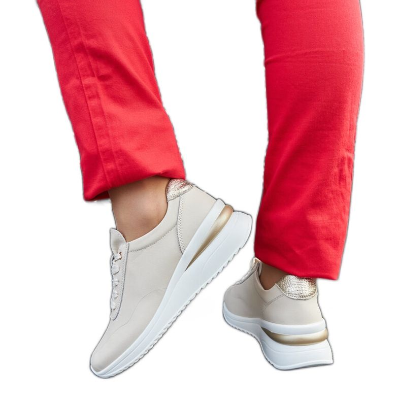 Federico bež kožne tenisice na wedges