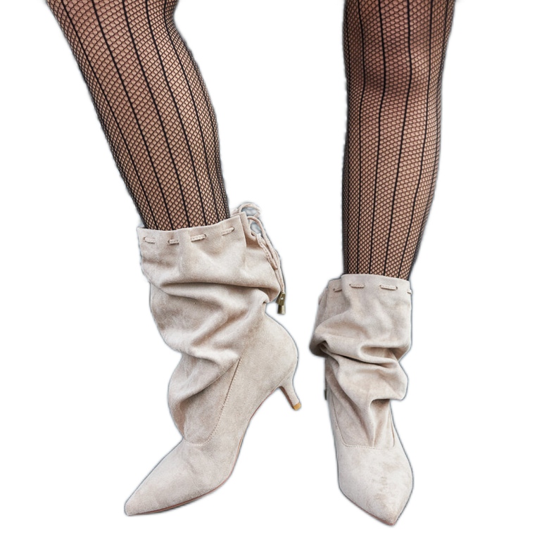 Niske čizme od eko antilop kože u bež boji