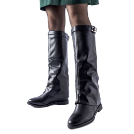 Crne izolirane čizme sa skrivenim klinom Mia crna