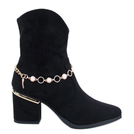 Bralin Crne gležnjače na visoku petu s lancem crna