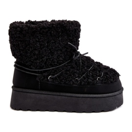 Ženske čizme za snijeg na vezanje i debeli potplat, crni Loso crno