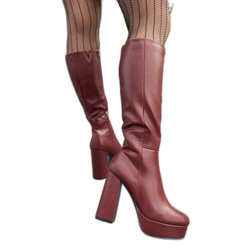 Bordo čizme s platformom i visokom petom iz Zoccorina crvena