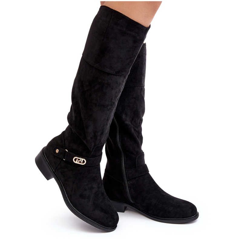 Izolirane antilop čizme s ravnom petom S.Barski HY07-31 crne crno