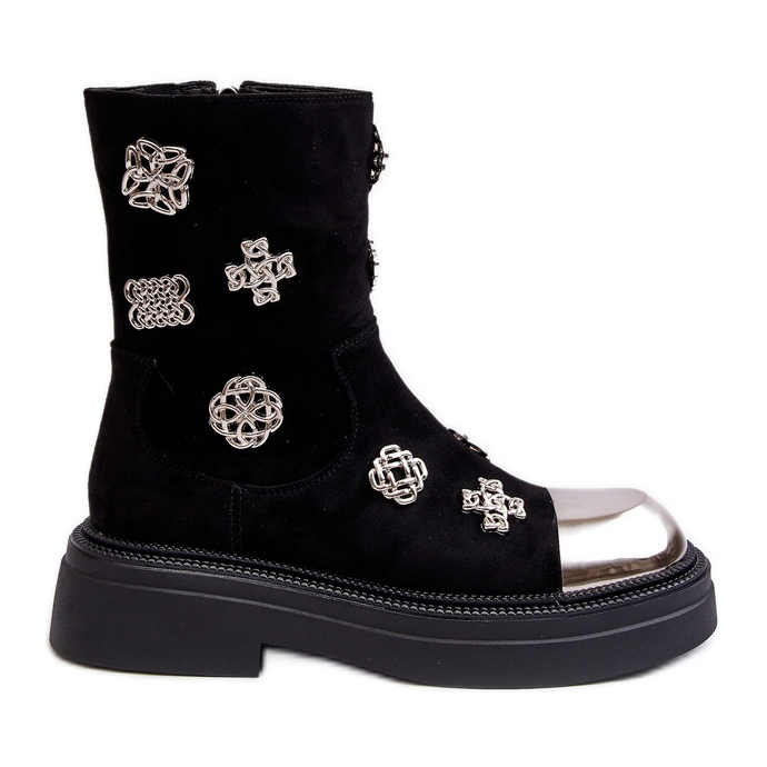 S.Barski Gležnjače izolirane od brušene kože s ukrasima D&amp;A MR870-14 crne crno