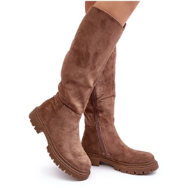 Heliofa smeđe izolirane ženske čizme iznad koljena smeđa