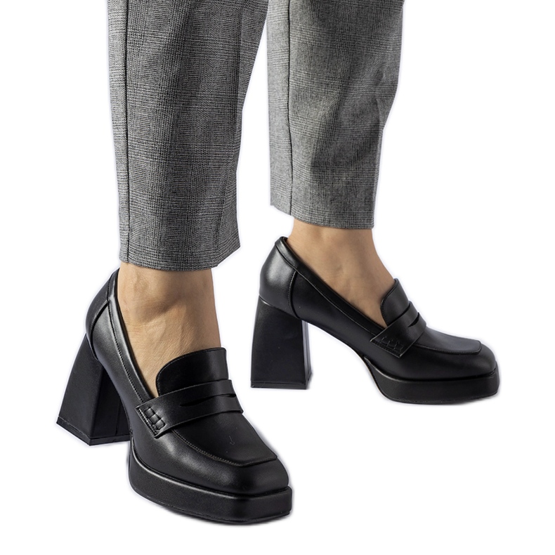 Black Reel cipele s visokom petom crno