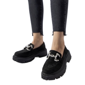 Crne Crescenzo mokasine sa kamenčićima crno