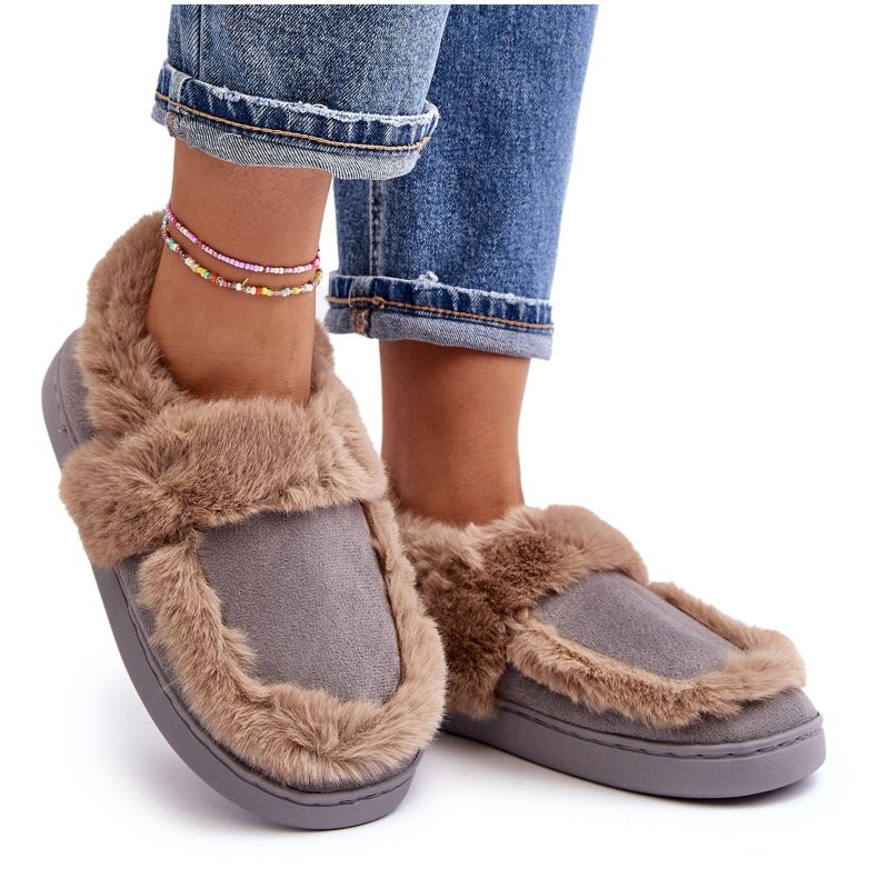 Ženske papuče s krznom sive Sailey siva