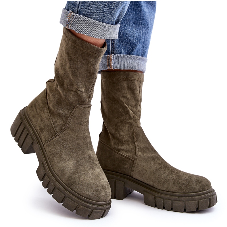 Radničke natikače na ravnu petu, zelene Divella zelena