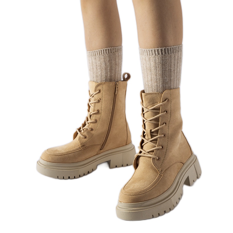 Smeđe čizme s masivnim Riel potplatom smeđa