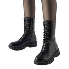 Crne radničke čizme Michel na vezanje crna