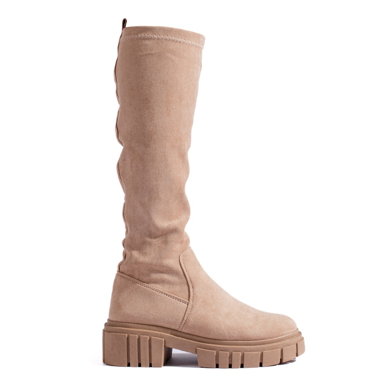 Bež čizme od brušene kože Shelovet