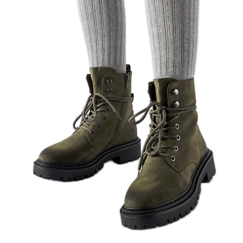 Zelene ravne čizme s Brattle štitnikom zelena